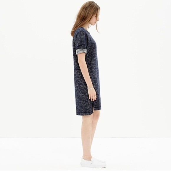 Madewell Marled Textured Blue Sweatshirt Dress Size Small - Picture 2 of 8